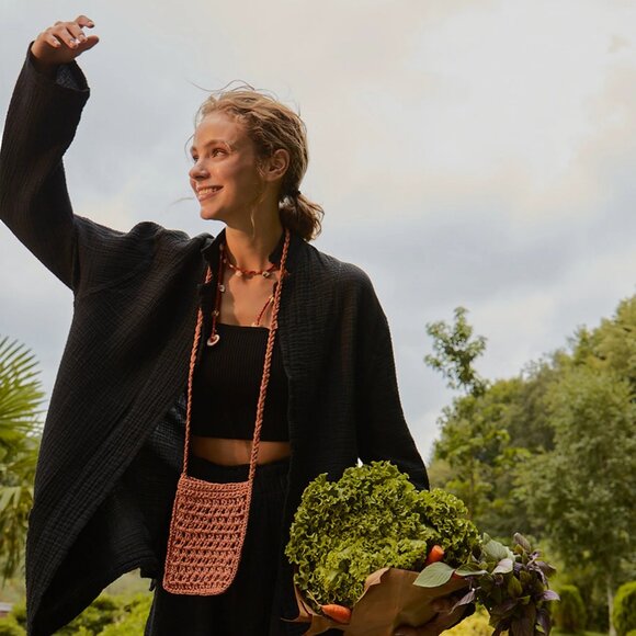 Ikikiz Pokoloko Crinkle Jacket Gauzy Oversized Boho Cardigan Sweater Jacket Coat - Picture 2 of 15